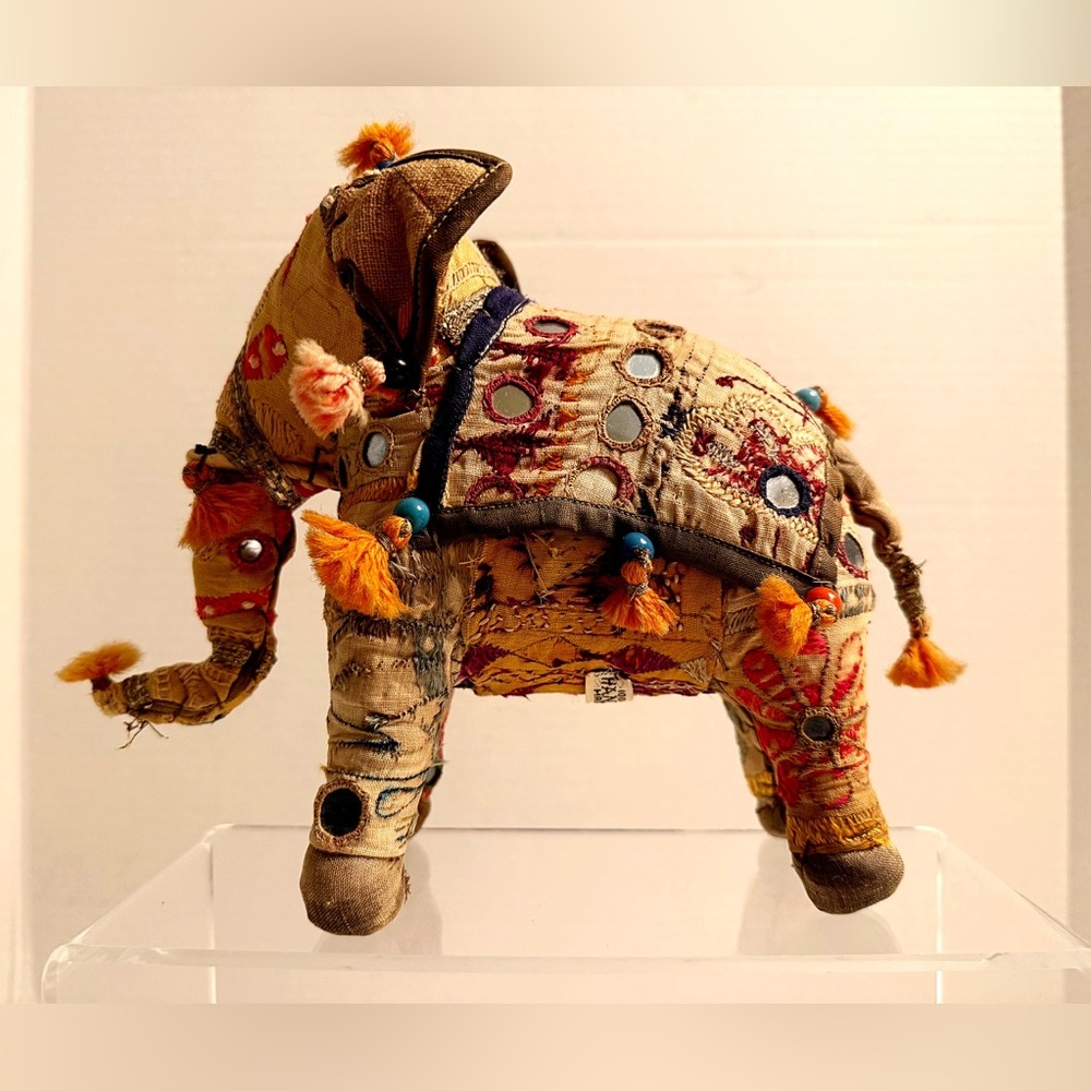 Vintage Rajasthani Handcrafted Fabric Elephant Boho Textile Decor India